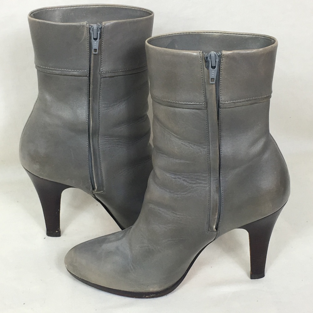 Cole Haan Gray Leather Ankle Heeled Booties